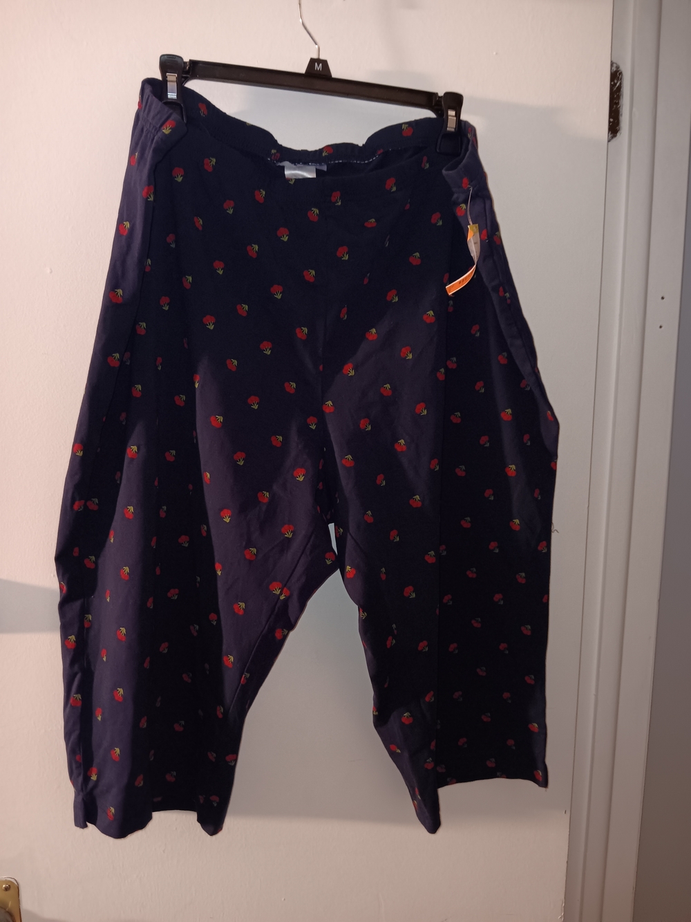 Laura Scott Navy Shorts with Red Strawberry Print